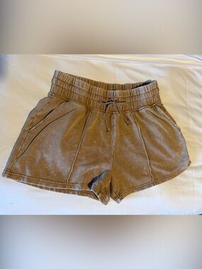 Washed Brown Drawstring Athletic Shorts (super soft)
